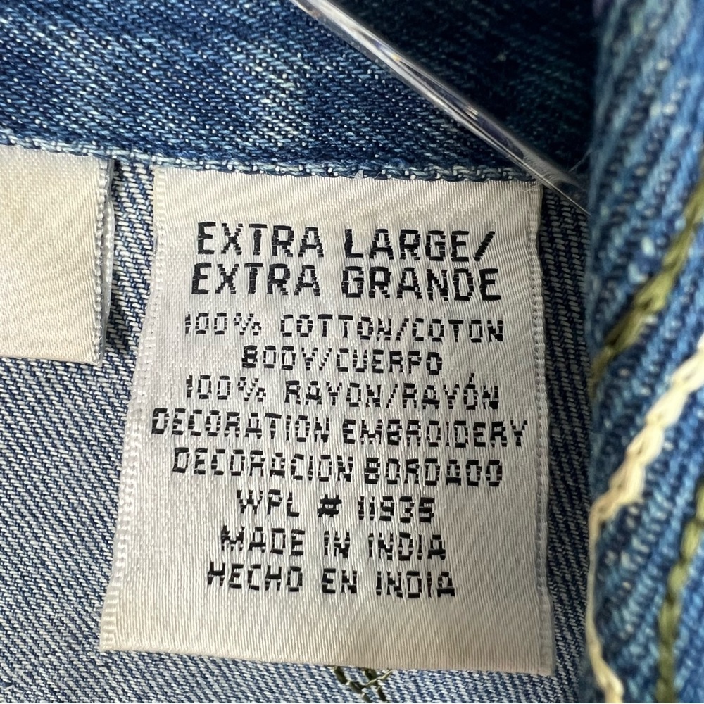 VINTAGE UNITS Blue Denim Embroidered Jacket Size XL - Picture 10 of 11